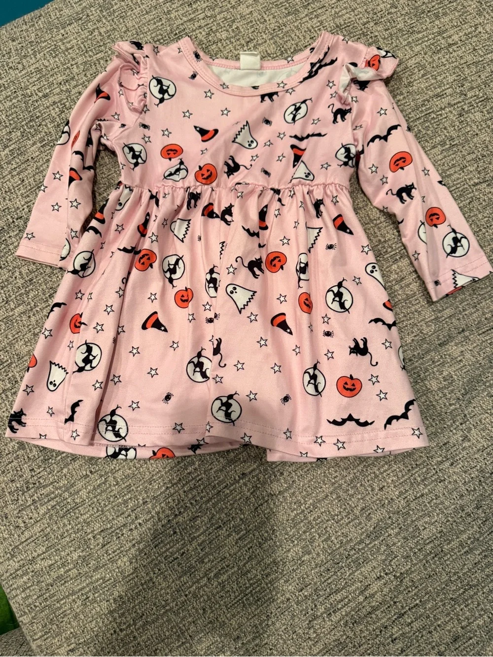 Girls 6-9M Pink Halloween Dress Ghost Pumpkin Bat Long Sleeve Fall